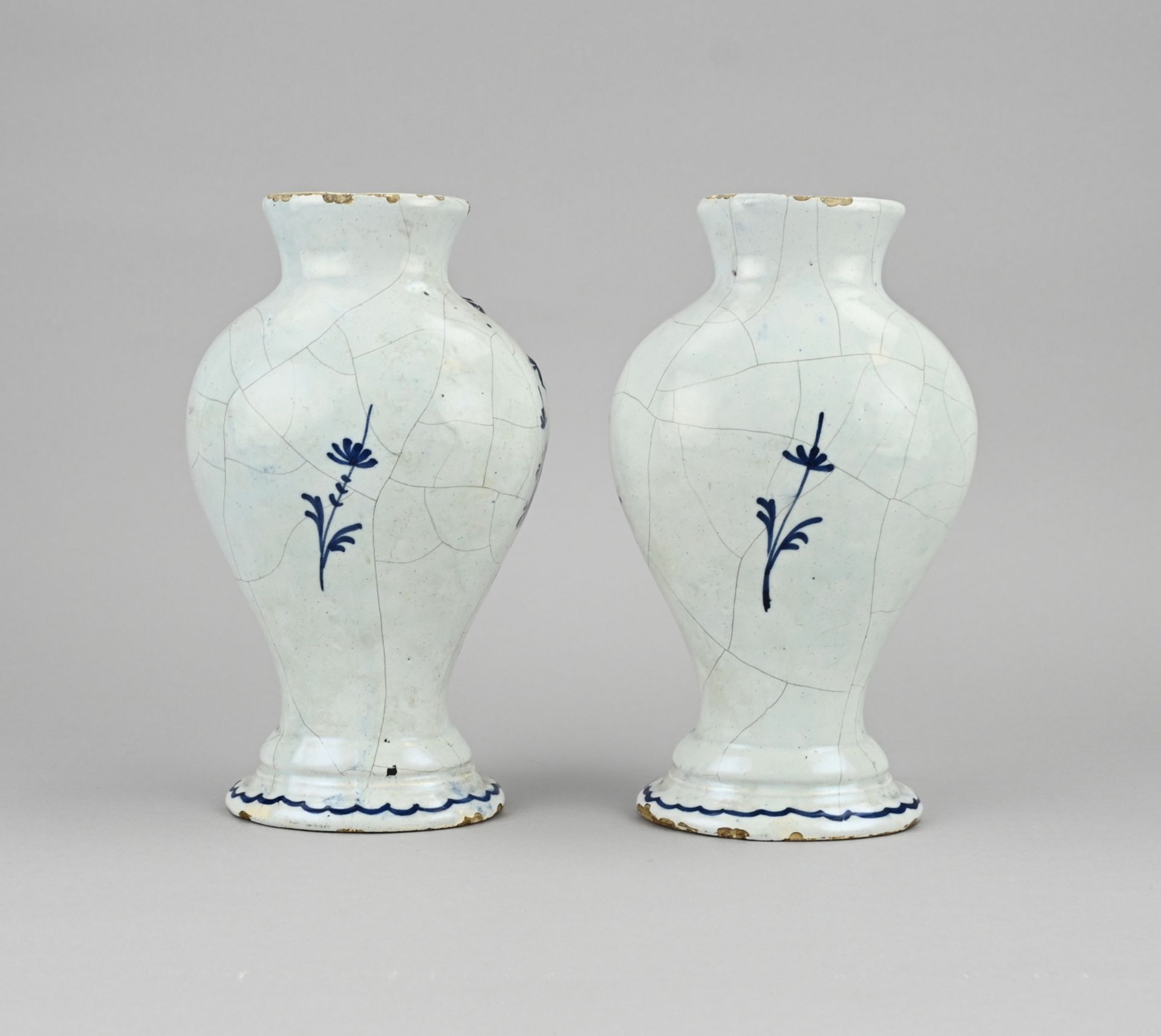 2x Delft vase, H 24 cm. - Image 2 of 3