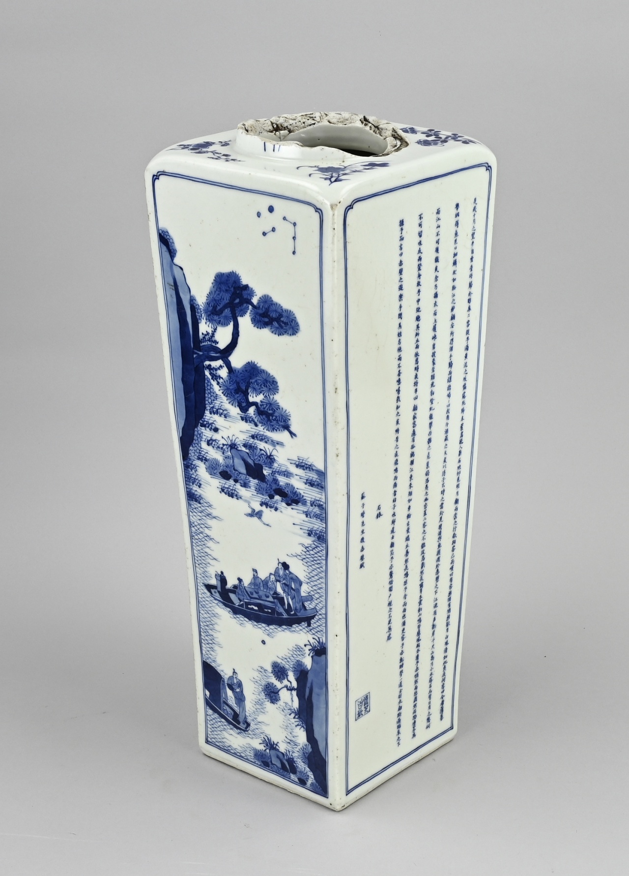 Square Chinese vase, H 42 cm. - Image 2 of 2