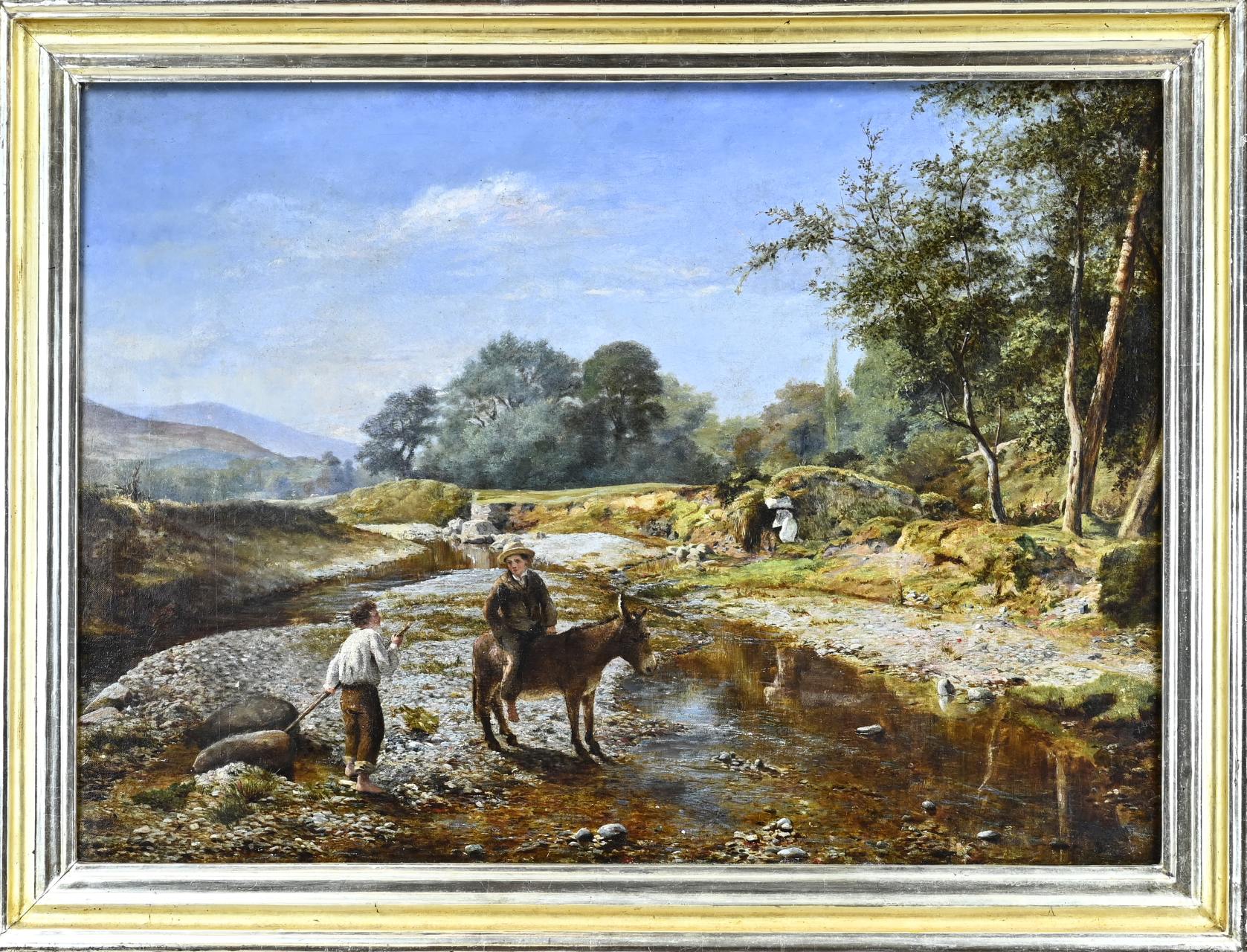 Unclear, Boy with donkey near river