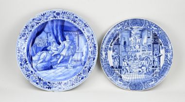 2x Dutch fayence wall plates Ã˜ 34.5 - Ã˜ 38 cm.