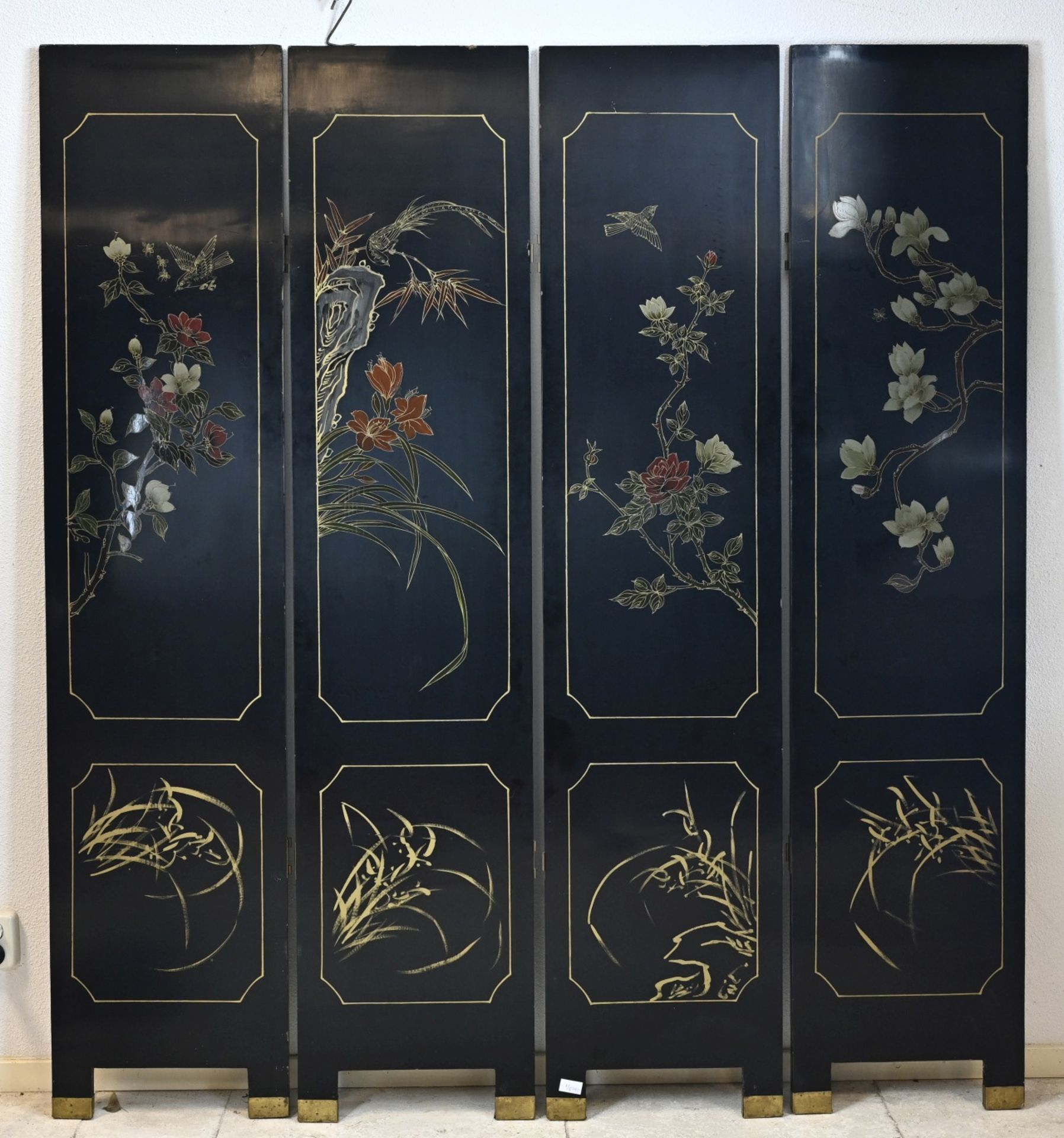 Chinese or Japanese room divider with mother of pearl - Bild 3 aus 3