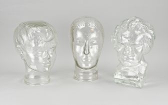 3x Glass head