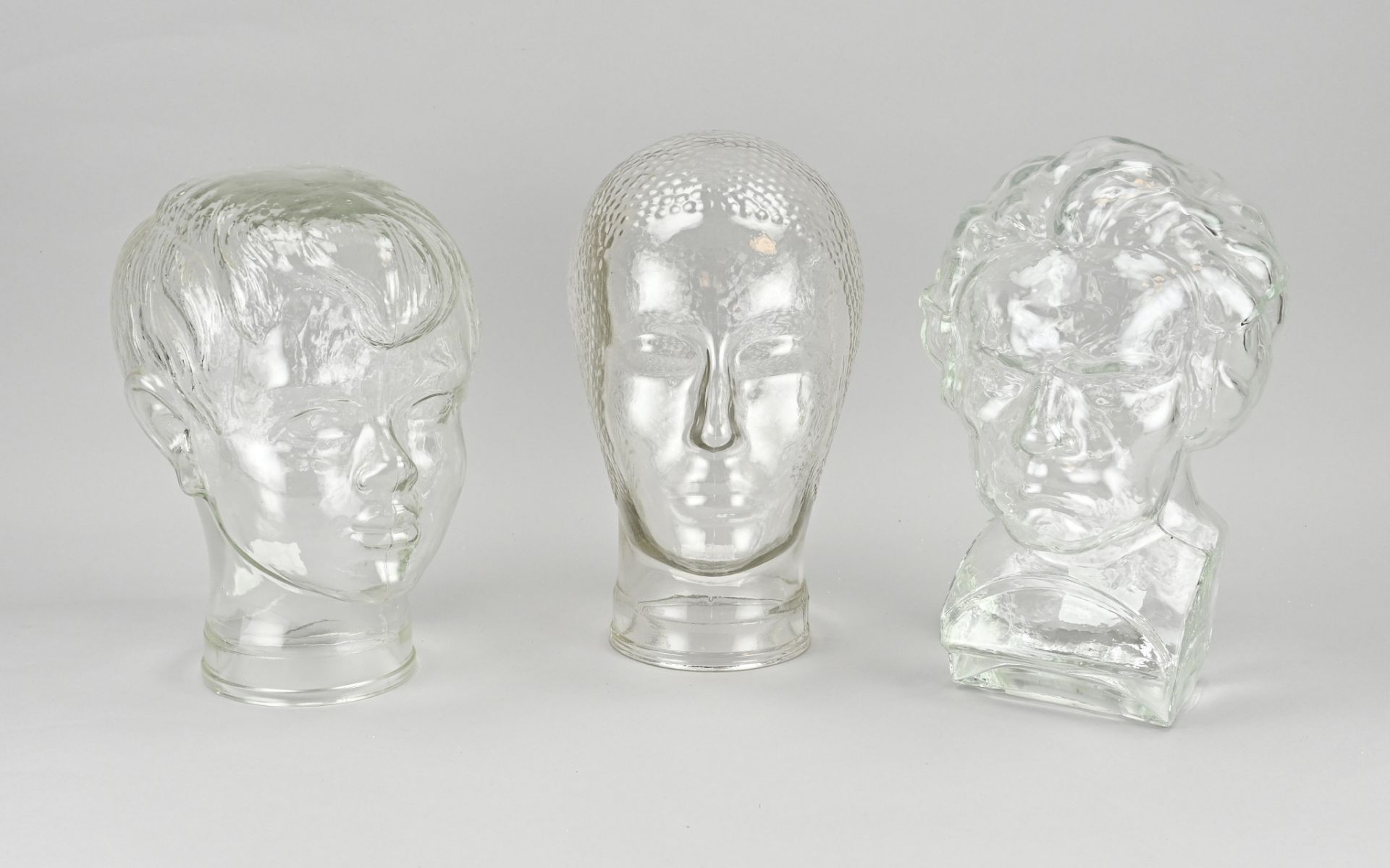 3x Glass head