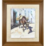 L. Lombart, Mediterranean village street with donkey