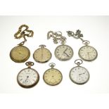 7 Pocket watches, Omega, Kienzle, Doxa