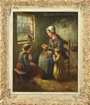 H. van Leeuwen, Farmer's interior with mother and children