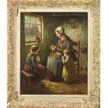 H. van Leeuwen, Farmer's interior with mother and children