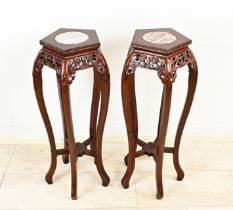 Set of Chinese footstools, H 93 cm.