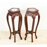 Set of Chinese footstools, H 93 cm.