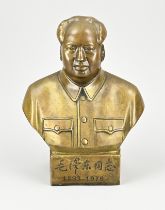 Bronze bust of dictator Mao, H 27 cm.