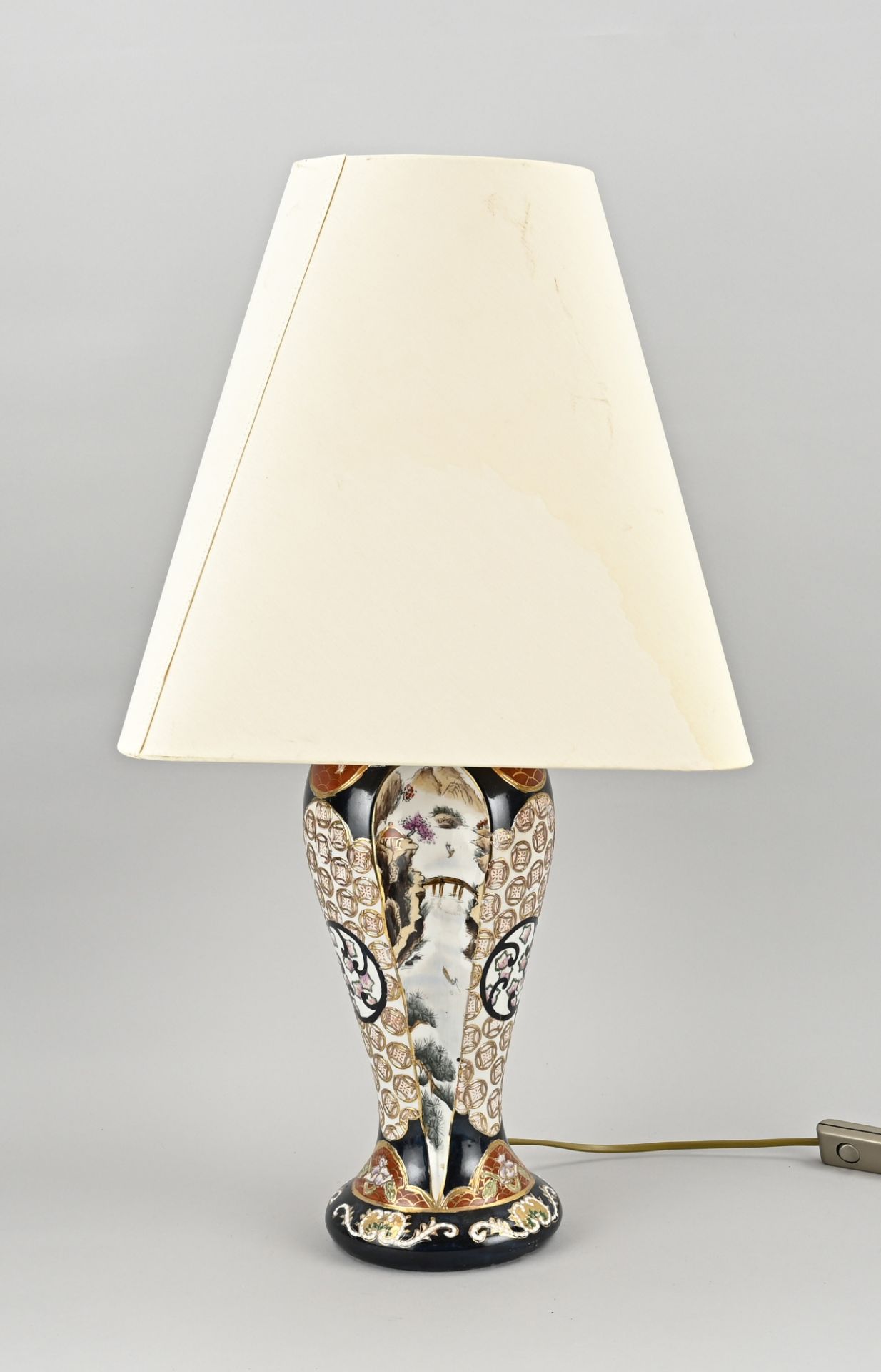 Porcelain table lamp, H 62cm.