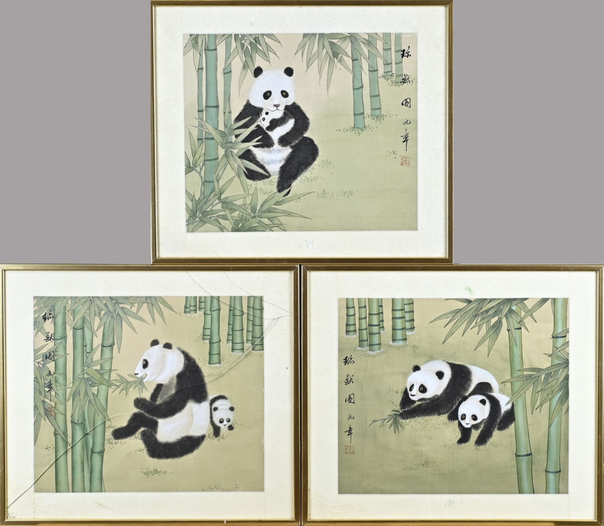 3x Panda painting