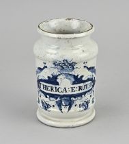 Delft apothecary jar, H 14 cm.