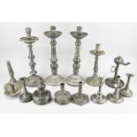 Lot of pewter candlesticks