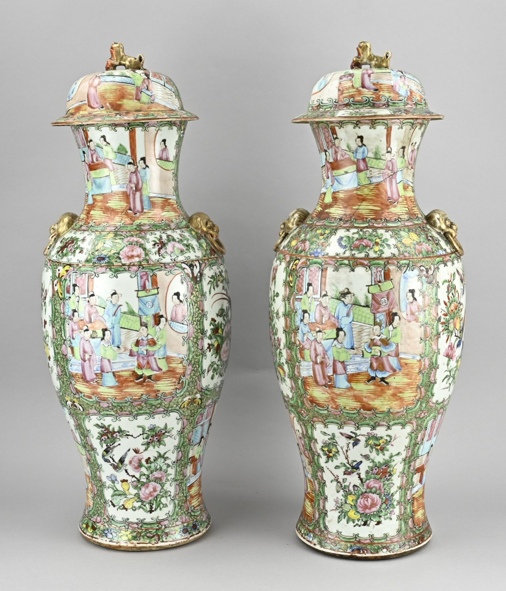 2x Chinese lidded vase, H 62 cm.