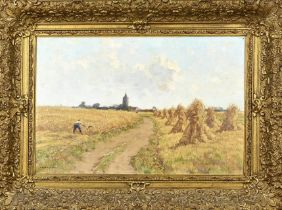 Willem Noordijk, Landscape with farmers and sheaves of wheat