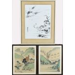 3x Chinese watercolor