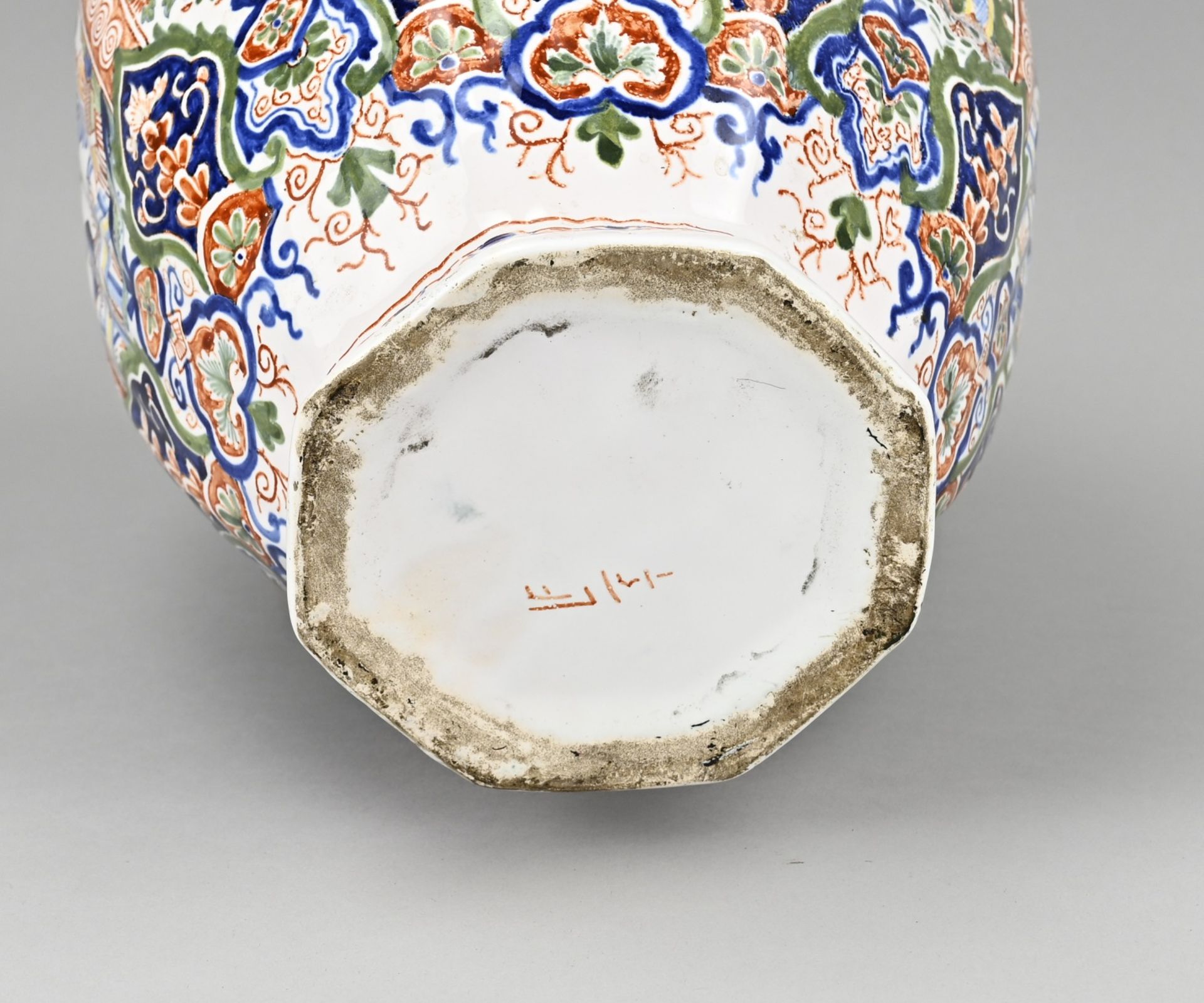 Antique Delft vase with cover, H 47 cm. - Bild 2 aus 2
