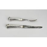 18th Century travel set with silver handle