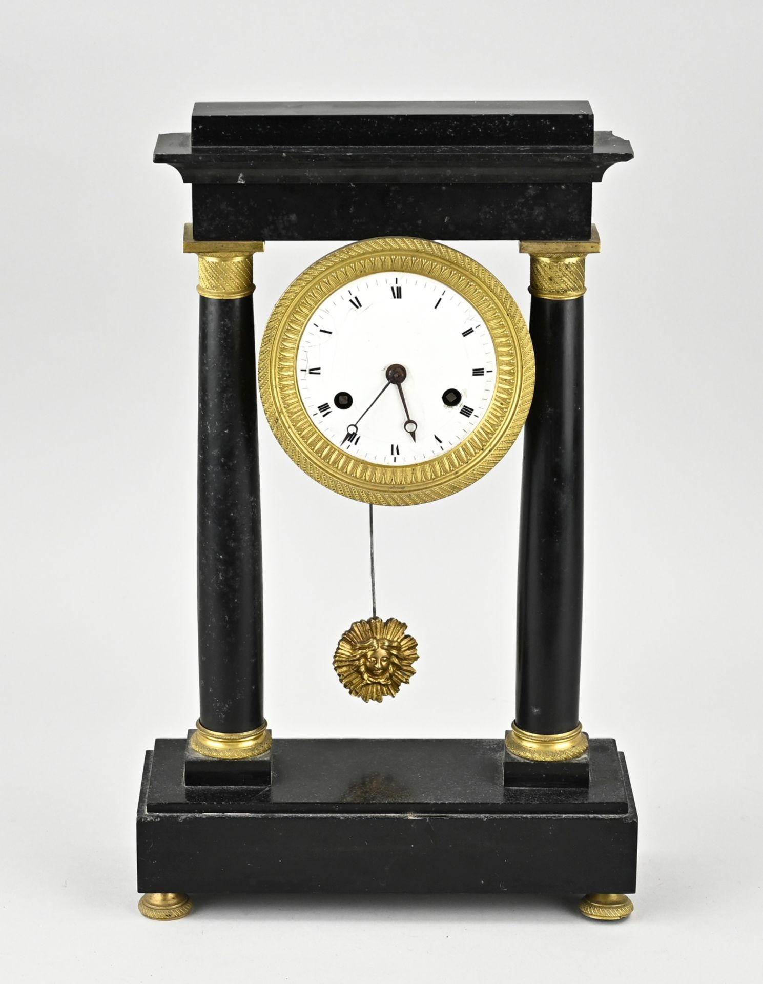 Marble portal clock, H 39 cm.