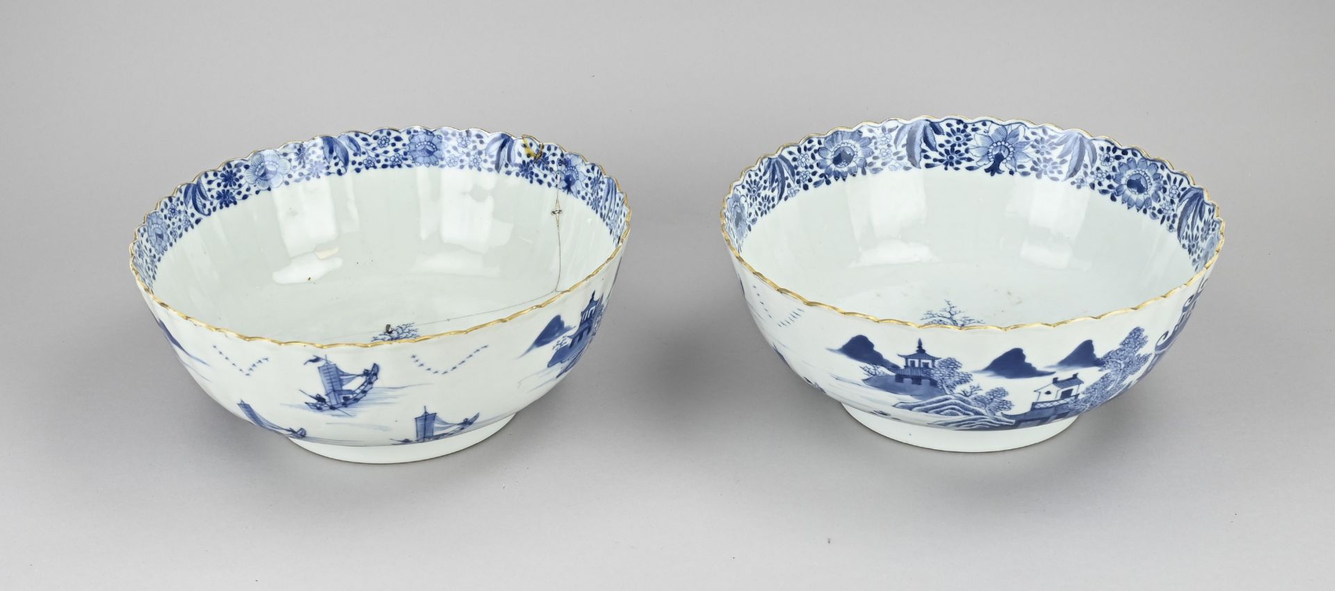 Two antique Chinese bowls Ã˜ 28.5 cm.