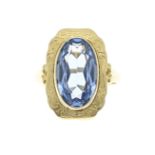 Gold ring with blue stone