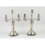 2 Silver 3-light candlesticks