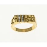 Gold men's ring with zirconia