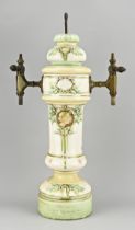 Antique majolica beer tap, H 63 cm.