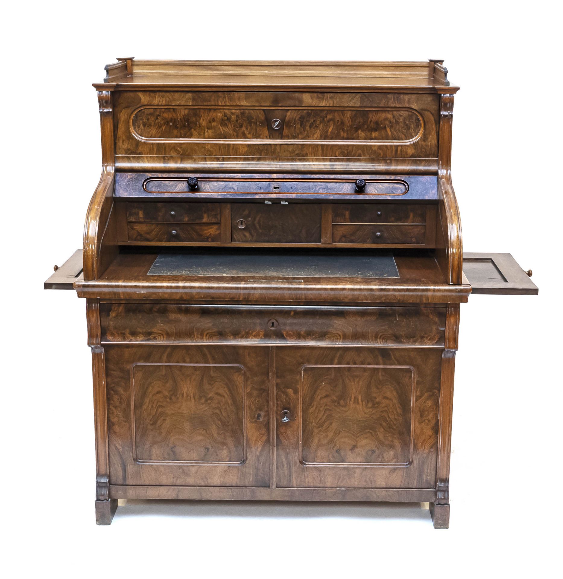 Burr walnut desk, 1860