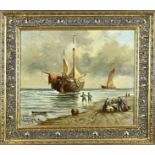 Hendrick Vader, Fishermen at a bomb barge on the beach
