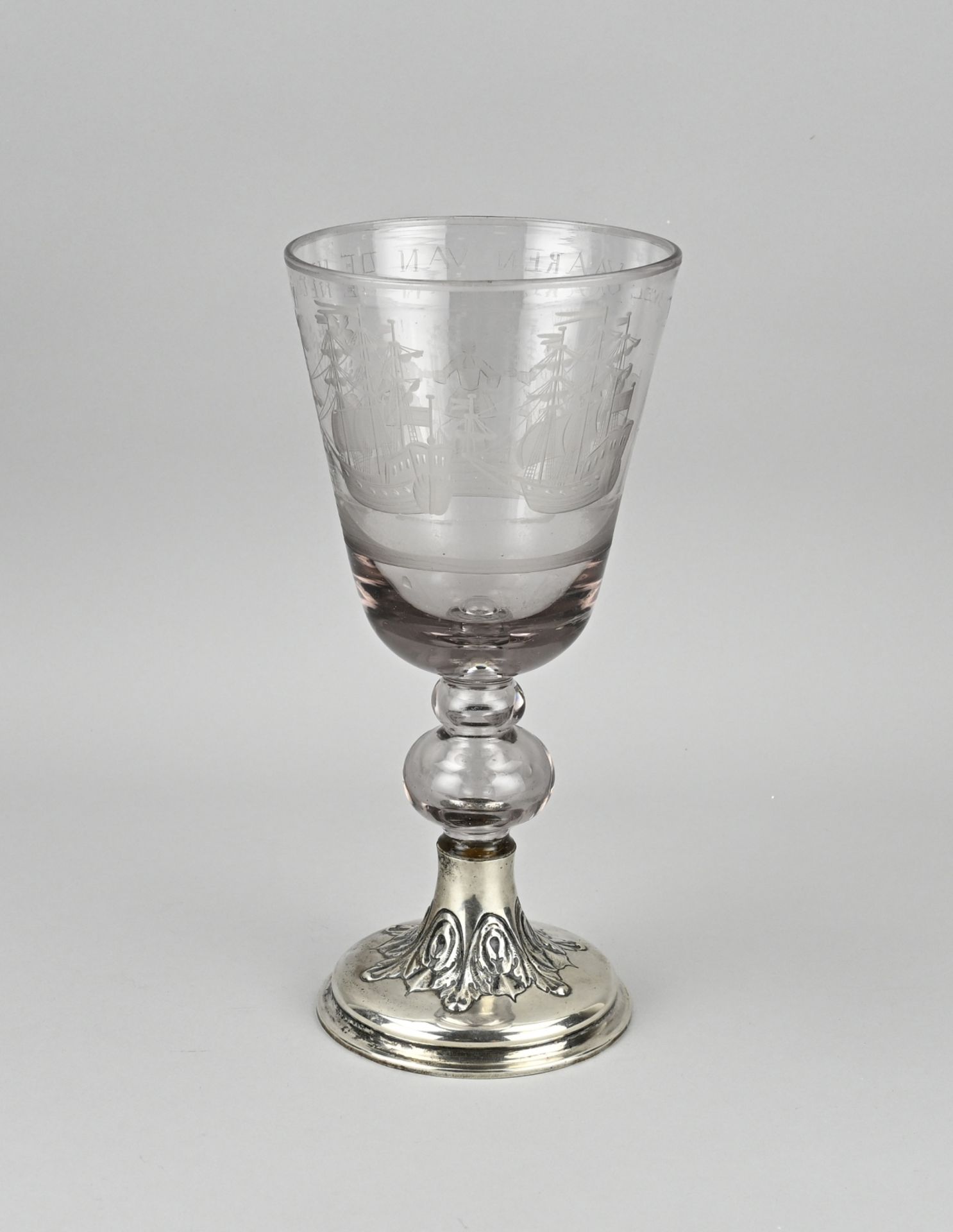 18th century glass on silver base