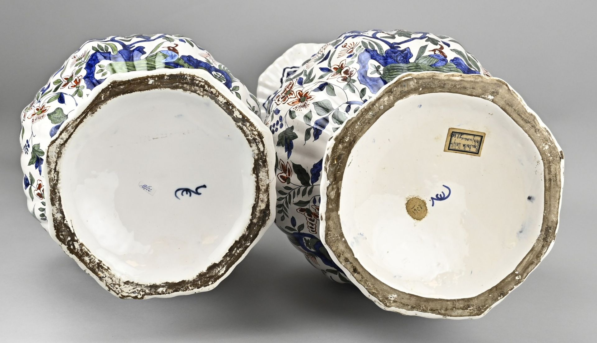 Set of antique Delft vases, H 57 cm. - Image 2 of 2