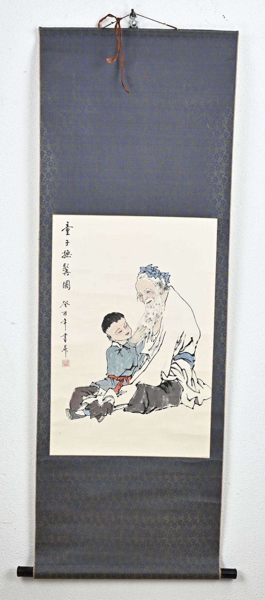 Chinese scroll painting, 145 x 51 cm.