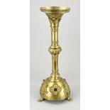 Brass church candlestick, H 71 cm.