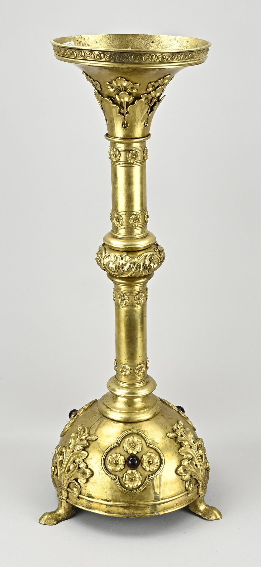 Brass church candlestick, H 71 cm.