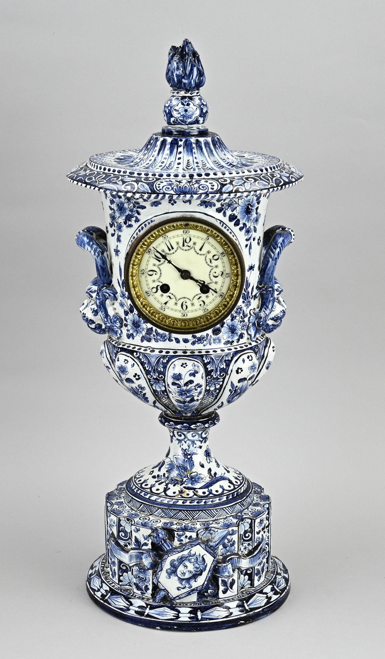 French fayence mantel clock, 1880