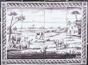 Tile tableau, Cows in landscape
