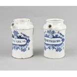 2x Delft apothecary jar