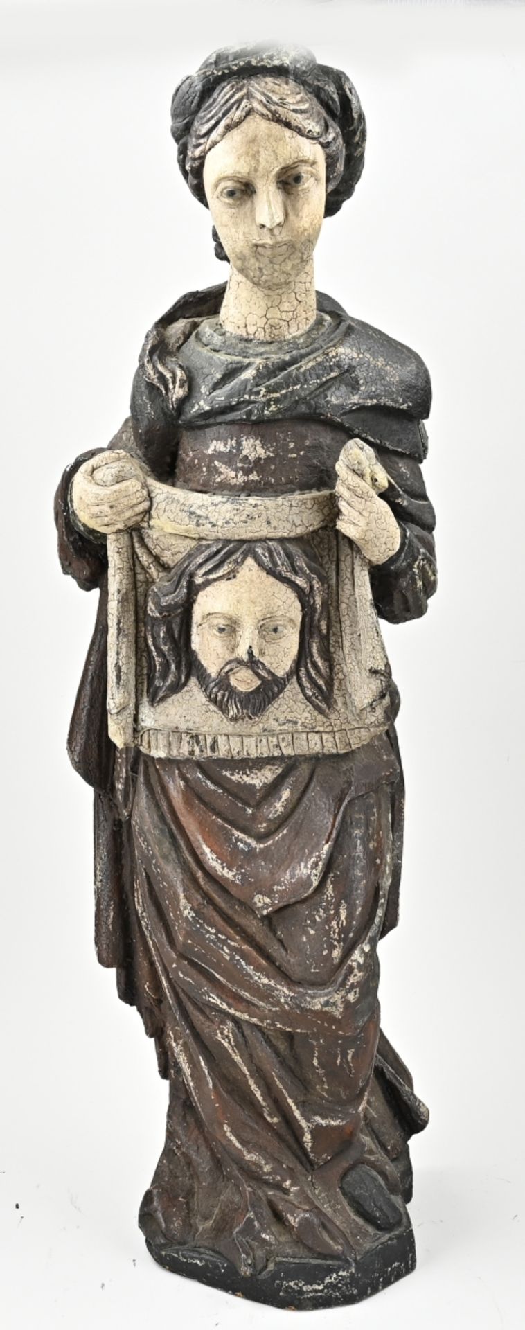 Wood-carved figure, H 84 cm.