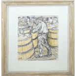 Lithograph Jan Toorop, Figures in factory