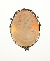 Silver brooch Cameo large