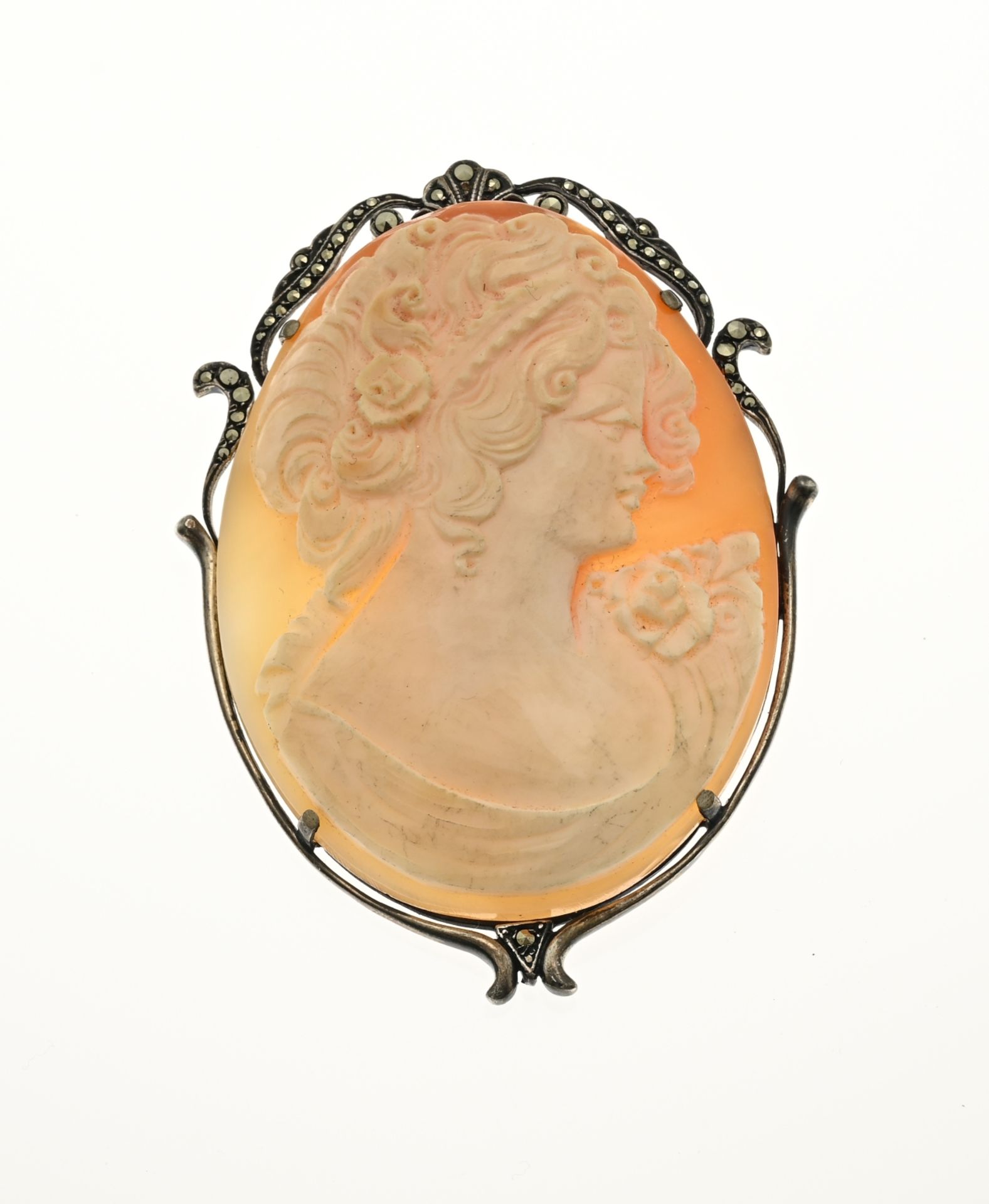 Silver brooch Cameo large