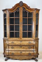 Burr walnut display cabinet