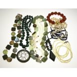 Lot of gemstones necklaces bracelets.