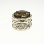 Silver box with stone