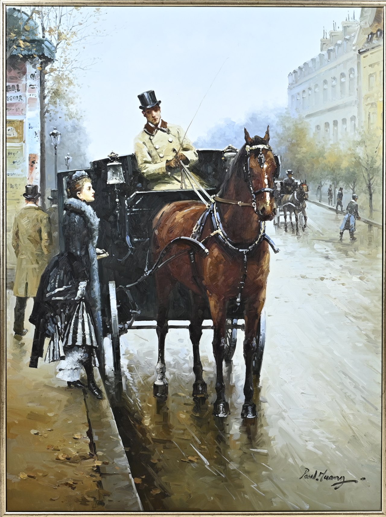 Paul Juang, Carriage with Figures in Paris