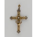 Gold pendant, cross with pearls