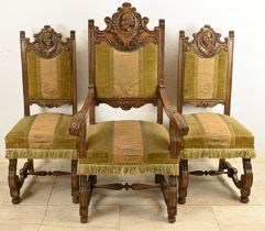 3x Oak chairs, 1890