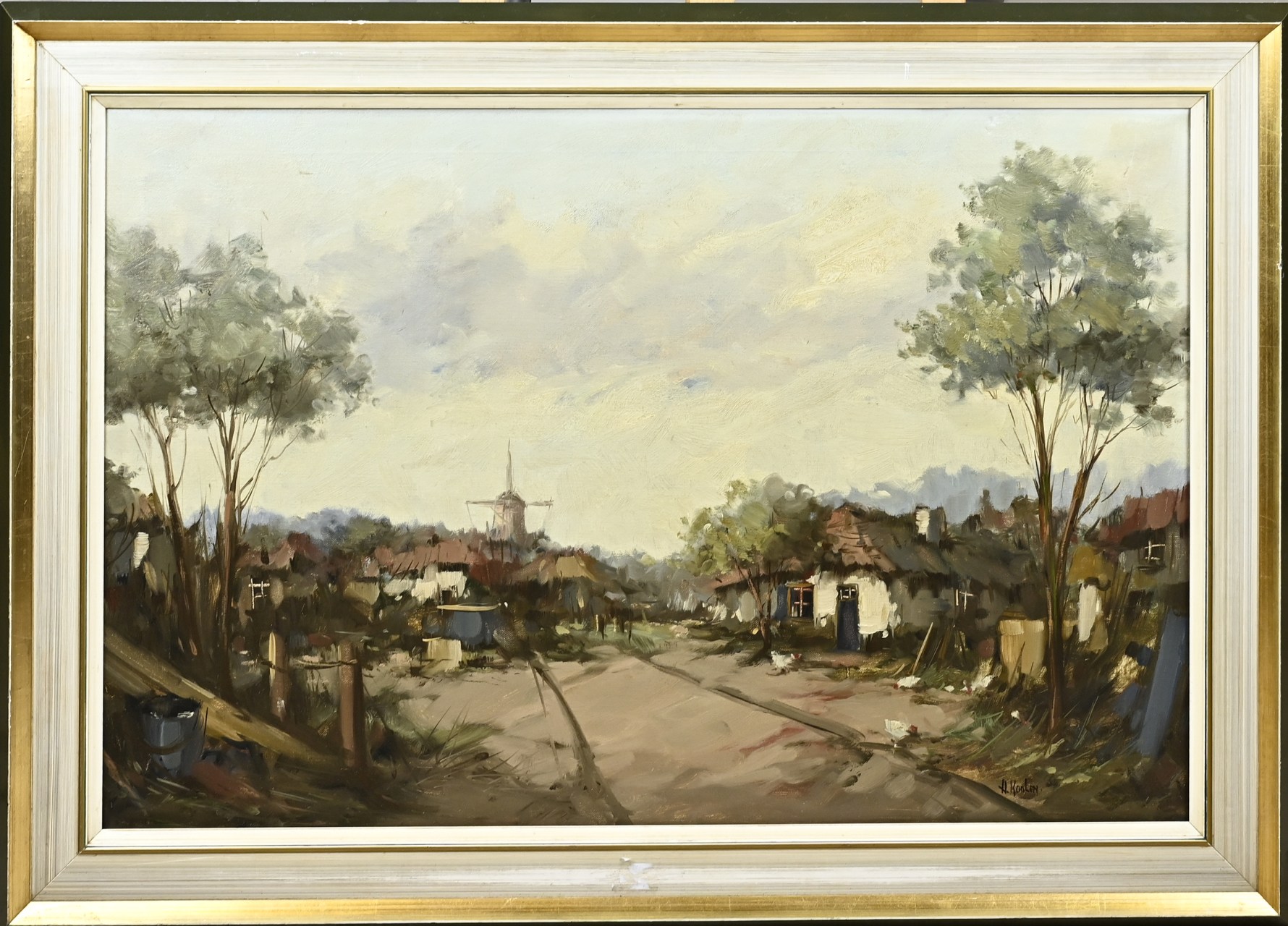 H. Koolen, Village view with windmill